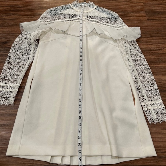 SELF PORTRAIT Military Cape Shoulder White Floral Lace Ruffle Dress Size 6 UK 10 - Picture 11 of 12